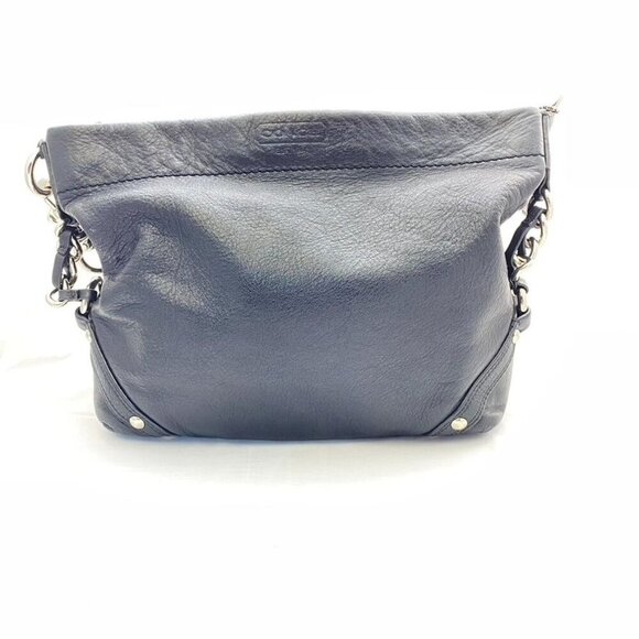 Coach Handbags - COACH Carly Black Leather Hobo Shoulder Bag w Chain & Purple Lining F15251